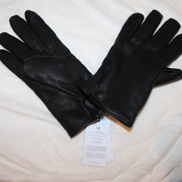 NWT UGG MEN'S 3 POINT SNAP LEATHER WOOL LINED WINTER GLOVES BLACK M L - Picture 3 of 5